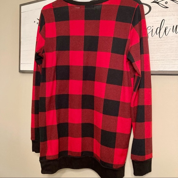 🌼Black and Red Buffalo Plaid sweater tunic Medium - Picture 2 of 4